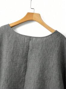 SHEIN Camisa casual de talla grande, primavera/verano - Gris Oscuro - Ver 3