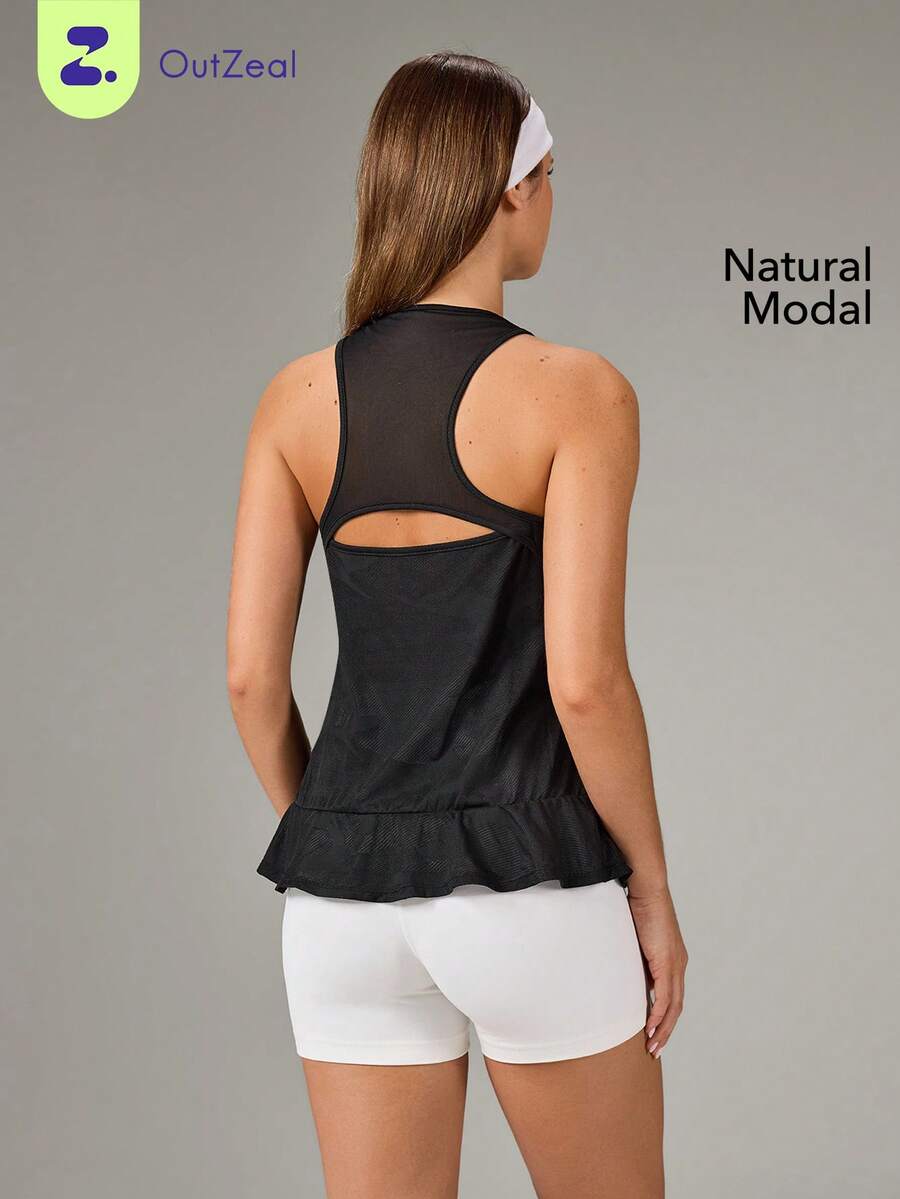 OutZeal Áo tập thể dục nữ, áo tank top thể thao mùa hè, áo tập chạy bộ, tennis, áo năng động. - màu đen - Xem 1