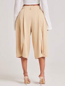 NYA SZN Pant Capri Length Short Knee Length Pleated Asymmetrical Waistband Brunch Casual Everyday Party Special Occasion Outfits For Women - Brown - View 4