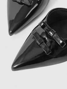 ROMWE Grunge Punk Dark Rock Punk Goth Shoes Closed Toes Hollowed Out Mary Jane Shoes Pointed Cross Strap Dress Shoes Riveted Stiletto Commuter Work Shoes Women's High Heel Shoes - Black strap - View 5