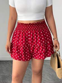 Elenzga Quần short cỡ lớn màu đỏ trắng tối giản dễ thương, phù hợp cho mùa xuân, hè và thu. - Đỏ và trắng - Xem 3