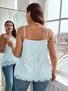 Reflora Plus Size Women Fashion Lace Camisole - Baby Blue - View 2