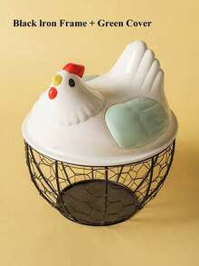 1pc Home Kitchen Egg Basket Plastic Lid Storage Basket Vegetable Iron Storage Basket Storage Basket Water Fruit Basket Vegetable Basket Metal Basket - Multicolor - View 18