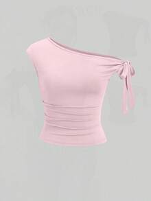 Elenzga Bộ 3 áo thun nữ dáng casual màu trơn, vai lệch, thoải mái. - Nhiều màu - Xem 4