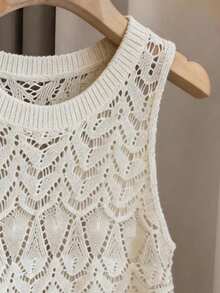 GlowEve Áo vest dệt kim không tay cổ tròn thanh lịch, thiết kế mới mùa xuân/hè dành cho nữ. - Màu be - Xem 4