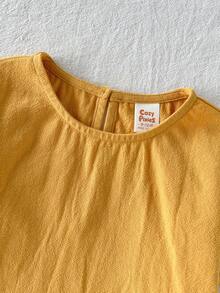Cozy Pixies Conjunto de 2 piezas para bebé niña con top sin mangas de cuello redondo con volantes y pantalones de cintura elástica de unicolor - Amarillo - Ver 4