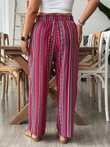 SHEIN VCAY 100%纯棉加大码女式纯色高腰单排扣优雅A字中长裙 - 彩色 - 查看 2