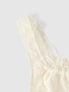 Sweetness Blouse courte ajourée en dentelle de style vacances dans le sud de l'Italie pour femmes - Nude - Voir 4