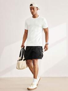 Driftmere Men's Summer Casual Solid Color Textured Short Sleeve T-Shirt Men T-Shirt Summer For Men T Shirt Tops - White - View 3