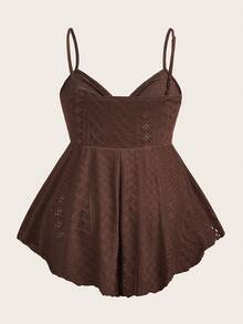 SHEIN EZwear 女士巧克力棕色针织吊带背心 - 巧克力棕 - 查看 2