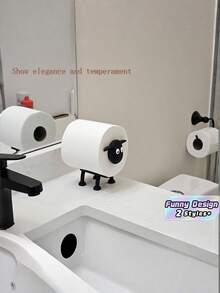 1/2PCS 3D Printed Funny Black Sheep Shape Freestanding Toilet Paper Holder Set Bathroom Tissue Dispenser Storage Rack Cute Bathroom Decor Novelty Unique Gift For Adults Home Accessories Self Standing - one-size - View 2