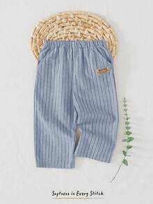 Cozy Pixies Colorful Striped Decor Elastic Waist Casual Pants For Young Boys, Versatile & Comfortable, Suitable For Outdoor, Party, Beach Holiday - Multicolor - View 3