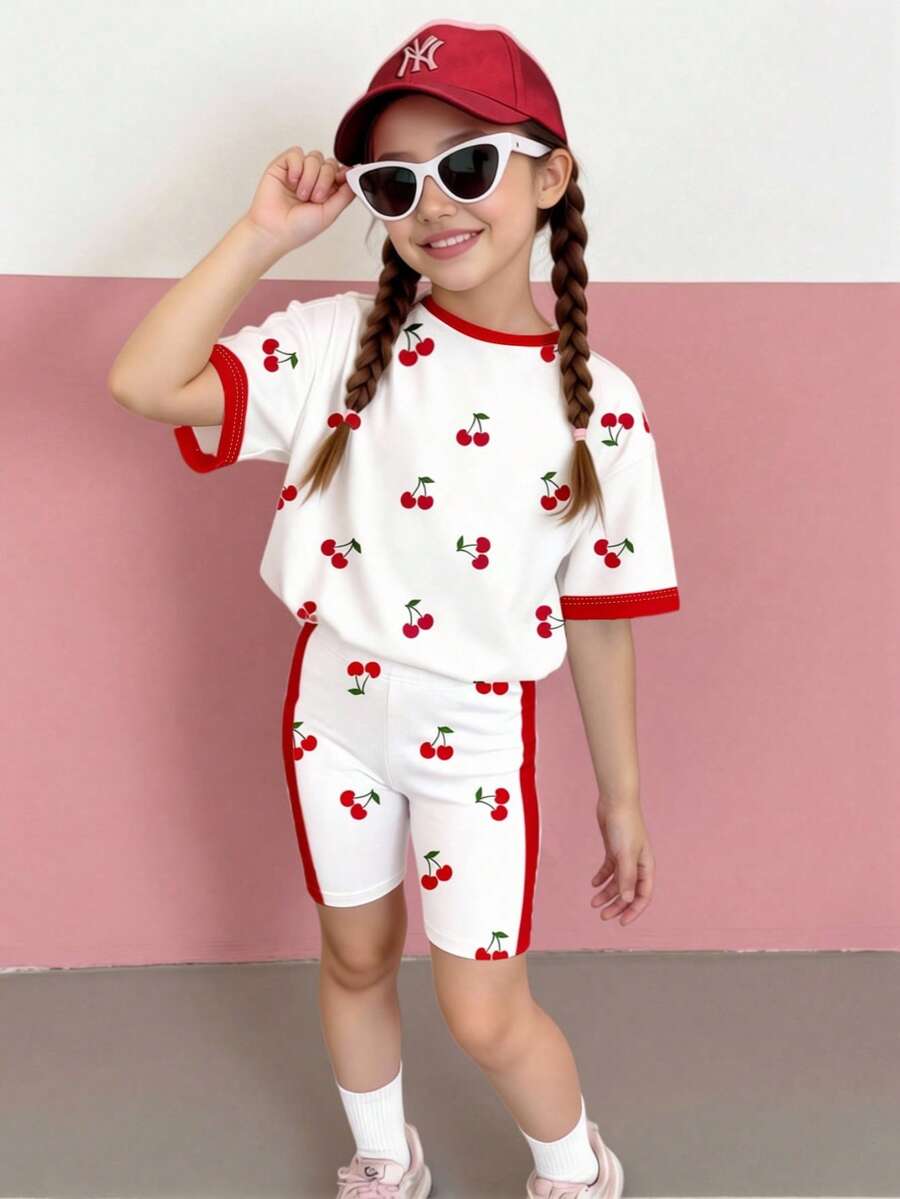 Spring And Summer Tween Girls Casual Fashion Creative Personalized High-End Refreshing Leopard Print Patchwork Graphic Letter Print Relaxed Back-To-School - Multicolor - View 1