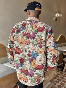 Ngobest Haus Ngobest Haus Esta camisa/chaqueta casual de moda masculina presenta un diseño elegante con un bolsillo de carga en el pecho delantero. Combina la estética retro con la moda moderna, para hombres en otoño e invierno, estilo a juego de parejas, moda para salir con gráficos coloridos y manga larga, ideal como regalo para amigos, esposo o novio. - Multicolor - Ver 2