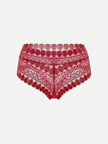 1入組女士蕾絲三角褲內褲性感女士內衣 - 酒紅色 - 查看 1