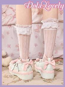 Dola Lovely Giày nữ, màu xanh lá nhạt, kiểu Mary Jane với nơ ba chiều trang trí và khóa kim loại, thích hợp cho phong cách Lolita, dự tiệc sinh nhật hoặc JK Wear. - Màu xanh lá cây nhạt - Xem 6