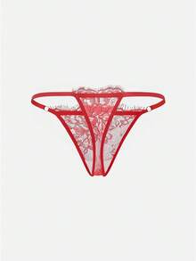2pcs Set Mature Burgundy Lace Patchwork Lingerie Set - Red - View 3