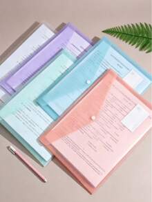 Bộ 10/5 bìa đựng tài liệu A4 trong suốt bằng nhựa polypropylene có khóa bấm, chống thấm nước, nhiều màu sắc lấy cảm hứng từ bánh macaron, thích hợp cho học sinh và văn phòng. Bìa đựng tài liệu dùng trong trường học. - Nhiều màu - Xem 1