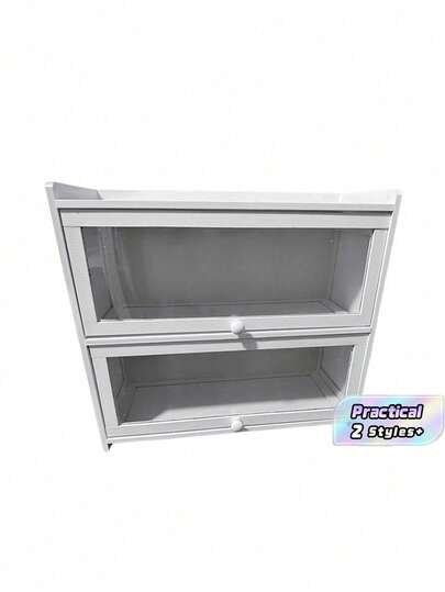 Nouveau support de rangement pratique pour le bureau, boîte à pain en bambou à deux/trois niveaux avec fenêtre transparente en acrylique - support de rangement pour plan de travail de cuisine de grande capacité, style rétro de ferme, convient pour le pain, les pâtisseries et le garde-manger. Surface en bambou naturel. Support de rangement pour le pain et les pâtisseries. Évite le contact direct avec les aliments.