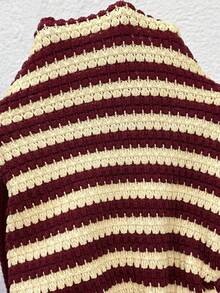 SHEIN Đầm bầu kẻ sọc cổ lệch vai - Màu Đỏ Sâu - Xem 7