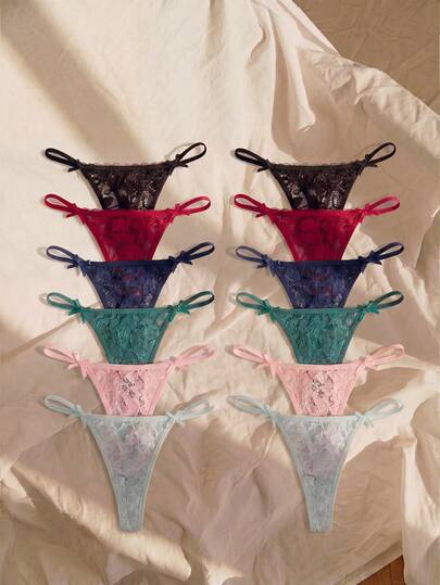 Lullawish 12pcs/Set Assorted Romantic Sexy Lace G-String For Women