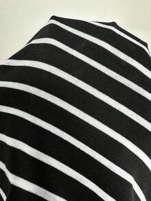 CovetEZ 女士休闲黑色条纹抹胸上衣和裤子两件套，夏季 - 黑色 - 查看 5