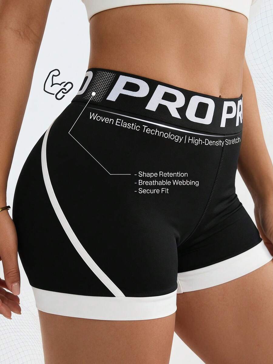 SHEIN Dewbera Pantalones cortos versátiles para uso diario y deportivo con estampado de letras para mujeres de talla grande - Multicolor - Ver 1