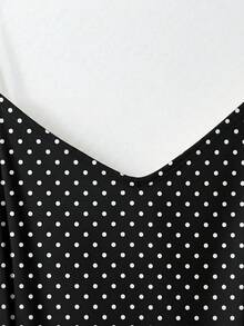 Franclia Women's 2-Piece Black And White Summer 1950s Vintage Elegant Tea Party Set,Chiffon V-Neck Suspender Long Skirt Sundress With Lantern Sleeve Top Shirt - Multicolor - View 5
