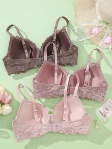DesireSculpt Bộ 3 áo ngực ren có gọng dành cho nữ, thích hợp làm quà tặng ngày Valentine. - Nhiều màu - Xem 2