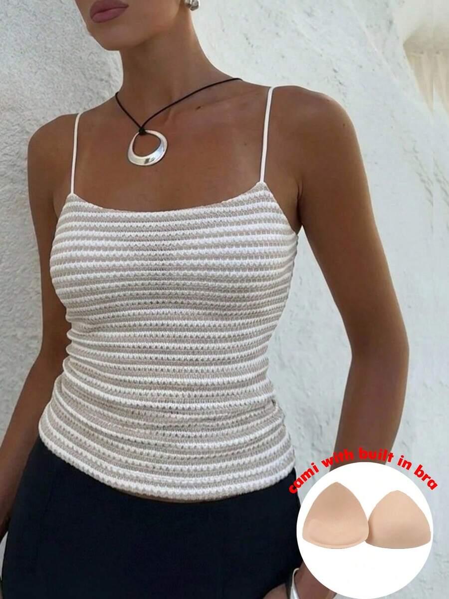 Siren Gaze Camiseta de tirantes ajustada y versátil con rayas para mujer