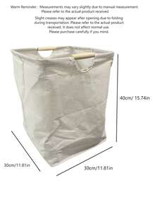 1PC Linen Dirty Clothes Basket, Foldable Handheld Fabric Laundry Hamper For Bedroom Bathroom, Large Capacity Doll Storage Basket - Beige - View 9