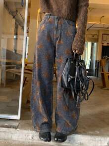 DAZY Quần jeans nữ in hình bướm có túi, phong cách đường phố trẻ trung, thời trang Hàn Quốc. - Rửa tối - Xem 5