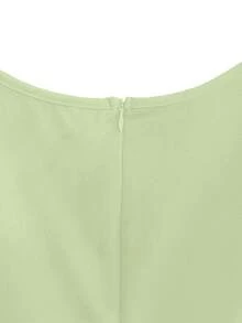 GlowEve CURVE Plus Size Women Solid Color Round Neck Ruched Waist Elegant Party Dress - Green - View 4