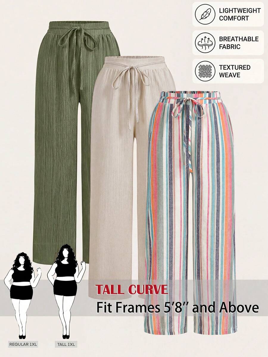 SHEIN Tall CURVE 大码休闲宽松直筒裤