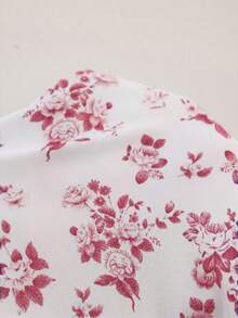 SHEIN Clasi 女士休闲印花V领露肩上衣，夏季 - 粉色 - 查看 7