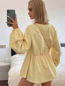 DAZY Blusa holgada con lazo para mujer - Amarillo claro - Ver 3