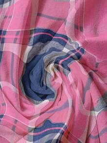 EMERY ROSE Plus Size Women Denim Effect Plaid Print Round Neck Dress Fall - Multicolor - View 4