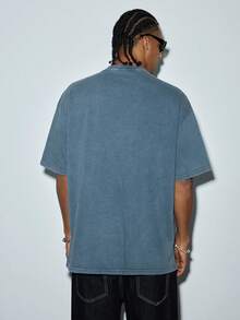 Modcrash Vintage Distressed Snow Flake Print T-Shirt, Spring/Summer - Blue - View 2