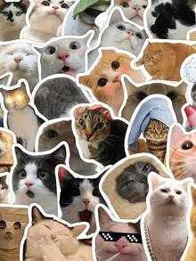 1SET 50PCS Cute Cat Waterproof DIY Stickers - Racing Style Laptop Phone Case Guitar Travel Motorcycle Car Accessories Sticker - cat - View 6