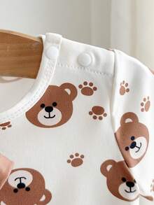 SHEIN Playful Pals Bộ 4 món áo thun cổ tròn in hình khủng long dễ thương cho bé trai sơ sinh, kiểu dáng thường ngày, thoải mái, dễ mặc, tay ngắn, thích hợp cho mùa xuân và hè, mặc hàng ngày và đi chơi. - Nhiều màu - Xem 7
