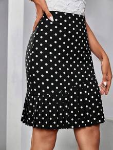 Editum Women's Elegant High Waist Knitted Elastic Black And White Polka Dot Pleated Skirt,Summer 70s Country Style Mini Skirt For Work Office Wear Outfit - Black and White - View 7