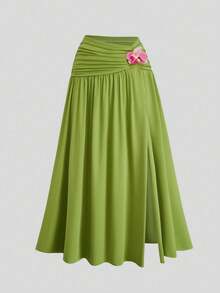 Sweetra Plus Size Spring New Design Sense High Street Elegant Loose Fitted Off-Shoulder Retro Sexy Fitted Comfortable Outdoor Green 2-Piece Set - Green - View 5