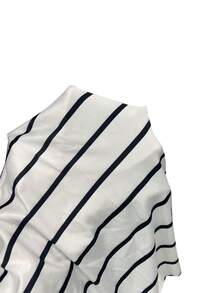 SHEIN Almamuse Striped Print Round Neck Casual Loose Dress, Spring/Summer - Black and White - View 3