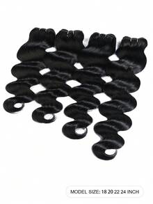 Tóc giả bện kiểu sóng thân (Body Wave) dài 18, 20, 22, 24 inch, 100% tóc thật nguyên chất chưa qua xử lý từ Brazil, 4 bó tóc nối nhanh cho nữ, màu đen tự nhiên. - Natural Black - Xem 6