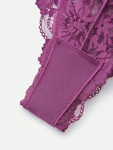 Bella Beso 4pcs/Pack Sexy Low Waist Seamless Floral Lace Thong Panties | Soft, Breathable, Suitable For Yoga, Daily Wear, Hollow Out Low Waist Briefs - Multicolor - View 14