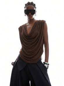 LYSMO 2026 New Minimalist Solid Color Backless Camisole Top For Women, Coffee Brown - Coffee Brown - View 2