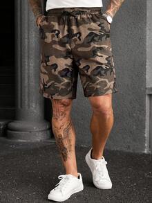 Manfinity CasualCool Camo Print Wide Leg Bermuda Shorts - Multicolor - View 4