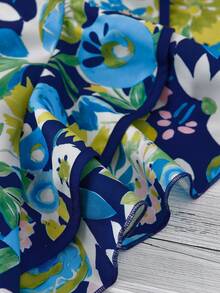 Linhara Blus Ukuran Besar Gaya Lukisan Minyak Motif Bunga Digital Blok Warna Leher V Elegan Boho untuk Perjalanan Liburan, Cocok untuk Musim Semi, Musim Panas, dan Musim Gugur - Hijau - View 5