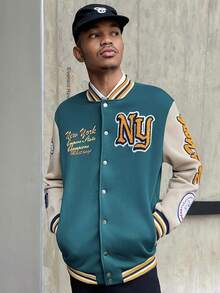 Ngobest Haus Ngobest Haus Chaqueta de béisbol de manga larga casual para hombre, de estilo minimalista para uso diario, para el otoño - Multicolor - Ver 3