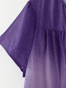 Rusticease Plus Size Women V-Neck Floral Print Ruched Casual Party Dress - Purple - View 4